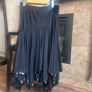 Vintage 90s Style Black Witchy Handkerchief Hem Skirt | Romantic Goth Boho